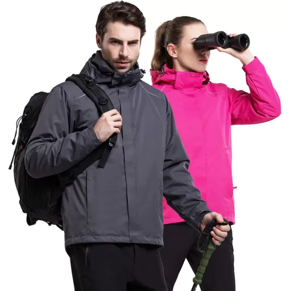 Flygo Mens 3-in-1 Interchange Winter Jacket Outdoor Waterproof Softshell Rain Jacket