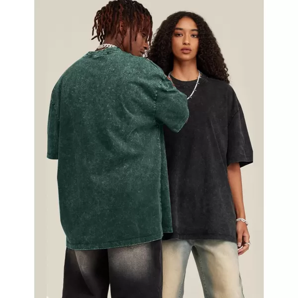Flygo Men's Oversized Vintage T-Shirts Cotton Streetwear Short Sleeve Solid Basic Tee Shirt Acid Wash Casual Hip Hop Tops