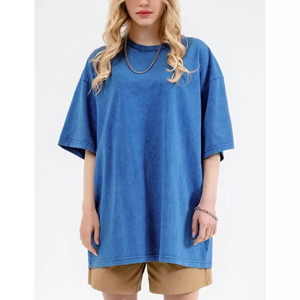 Flygo Men's Oversized Vintage T-Shirts Cotton Streetwear Short Sleeve Solid Basic Tee Shirt Acid Wash Casual Hip Hop Tops