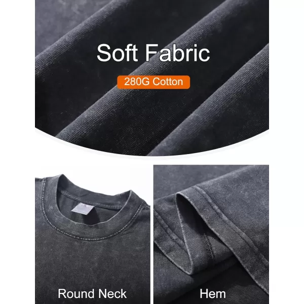 Flygo Men's Oversized Vintage T-Shirts Cotton Streetwear Short Sleeve Solid Basic Tee Shirt Acid Wash Casual Hip Hop Tops