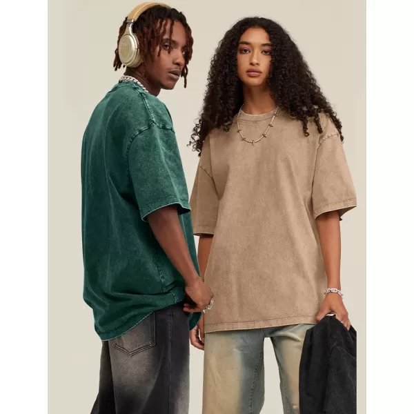 Flygo Men's Oversized Vintage T-Shirts Cotton Streetwear Short Sleeve Solid Basic Tee Shirt Acid Wash Casual Hip Hop Tops