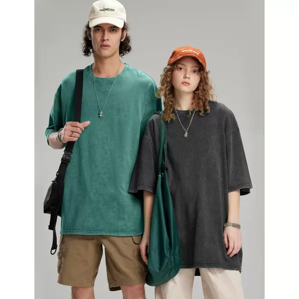 Flygo Men's Oversized Vintage T-Shirts Cotton Streetwear Short Sleeve Solid Basic Tee Shirt Acid Wash Casual Hip Hop Tops