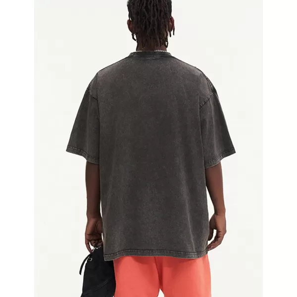 Flygo Men's Oversized Vintage T-Shirts Cotton Streetwear Short Sleeve Solid Basic Tee Shirt Acid Wash Casual Hip Hop Tops