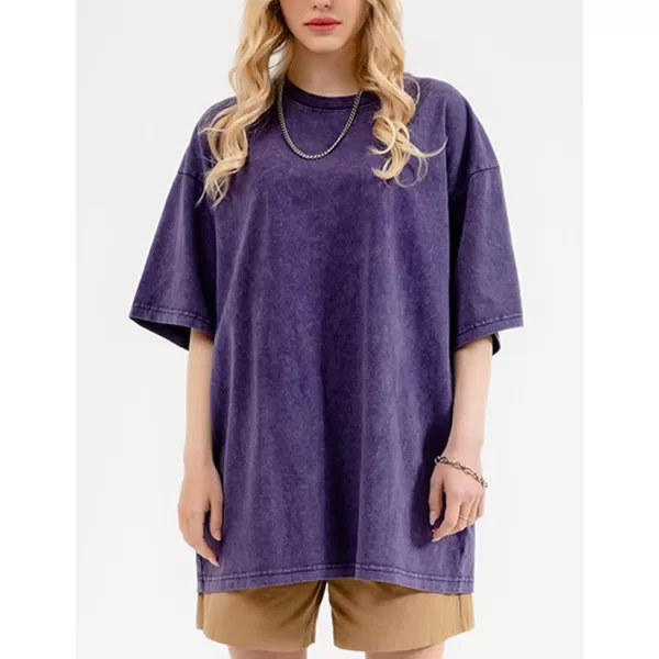 Flygo Men's Oversized Vintage T-Shirts Cotton Streetwear Short Sleeve Solid Basic Tee Shirt Acid Wash Casual Hip Hop Tops