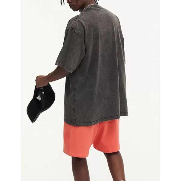 Flygo Men's Oversized Vintage T-Shirts Cotton Streetwear Short Sleeve Solid Basic Tee Shirt Acid Wash Casual Hip Hop Tops