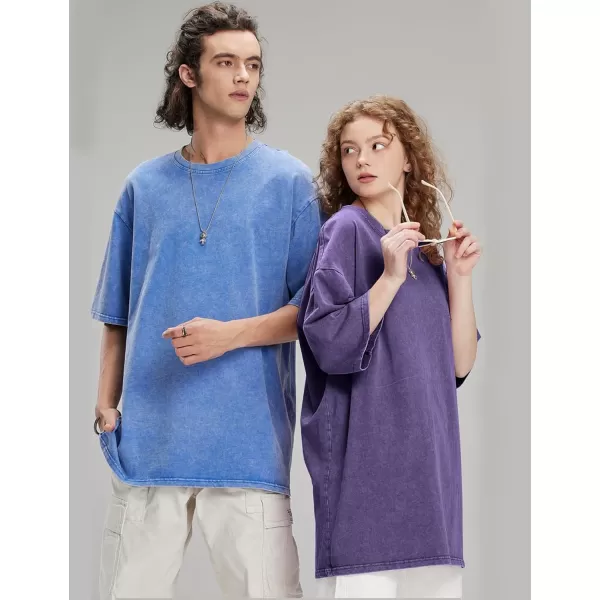 Flygo Men's Oversized Vintage T-Shirts Cotton Streetwear Short Sleeve Solid Basic Tee Shirt Acid Wash Casual Hip Hop Tops