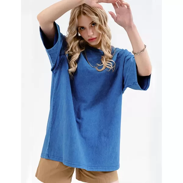 Flygo Men's Oversized Vintage T-Shirts Cotton Streetwear Short Sleeve Solid Basic Tee Shirt Acid Wash Casual Hip Hop Tops