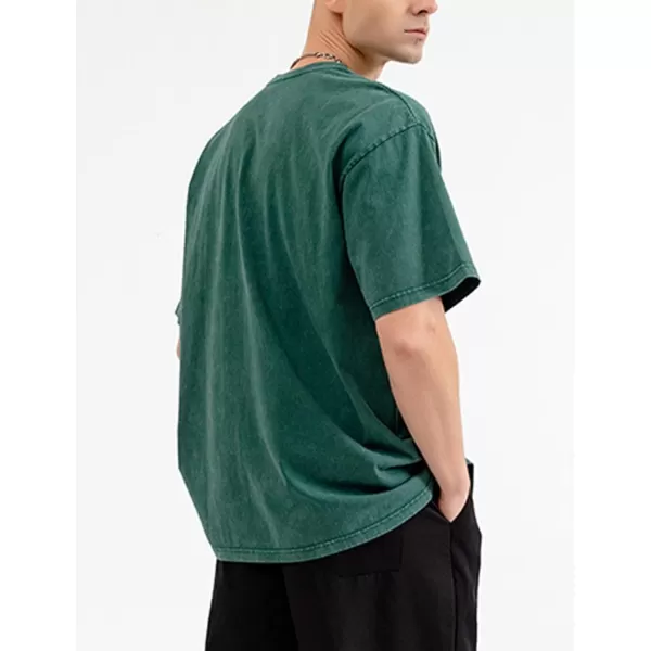 Flygo Men's Oversized Vintage T-Shirts Cotton Streetwear Short Sleeve Solid Basic Tee Shirt Acid Wash Casual Hip Hop Tops