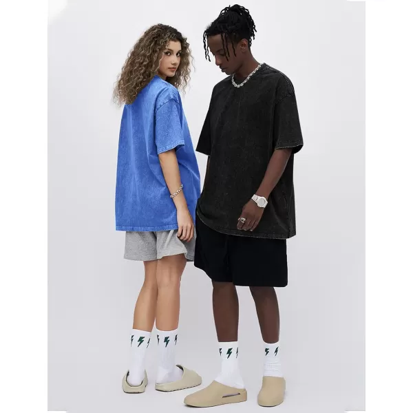 Flygo Men's Oversized Vintage T-Shirts Cotton Streetwear Short Sleeve Solid Basic Tee Shirt Acid Wash Casual Hip Hop Tops