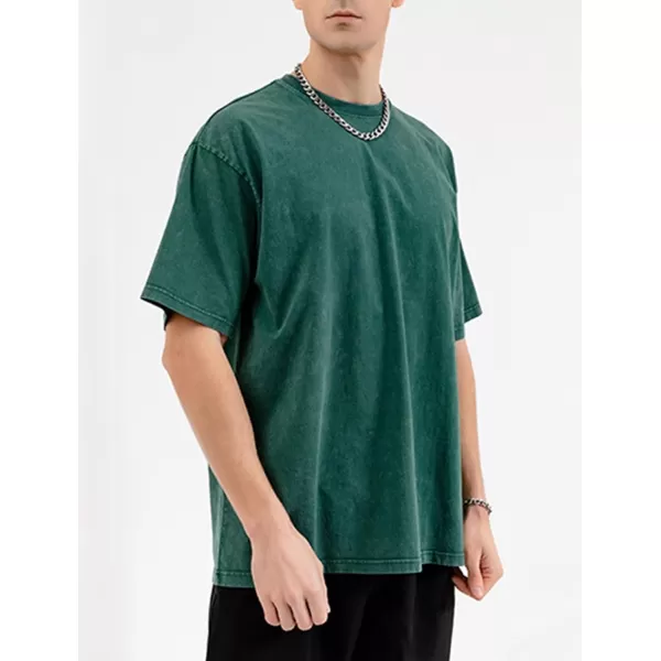 Flygo Men's Oversized Vintage T-Shirts Cotton Streetwear Short Sleeve Solid Basic Tee Shirt Acid Wash Casual Hip Hop Tops