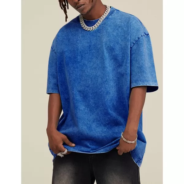 Flygo Men's Oversized Vintage T-Shirts Cotton Streetwear Short Sleeve Solid Basic Tee Shirt Acid Wash Casual Hip Hop Tops