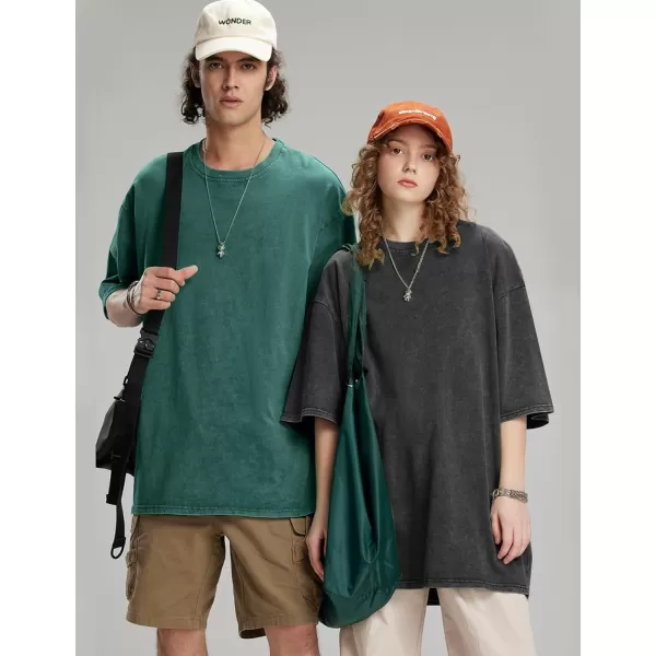 Flygo Men's Oversized Vintage T-Shirts Cotton Streetwear Short Sleeve Solid Basic Tee Shirt Acid Wash Casual Hip Hop Tops