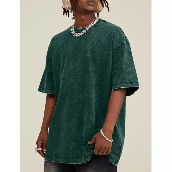 Flygo Men's Oversized Vintage T-Shirts Cotton Streetwear Short Sleeve Solid Basic Tee Shirt Acid Wash Casual Hip Hop Tops