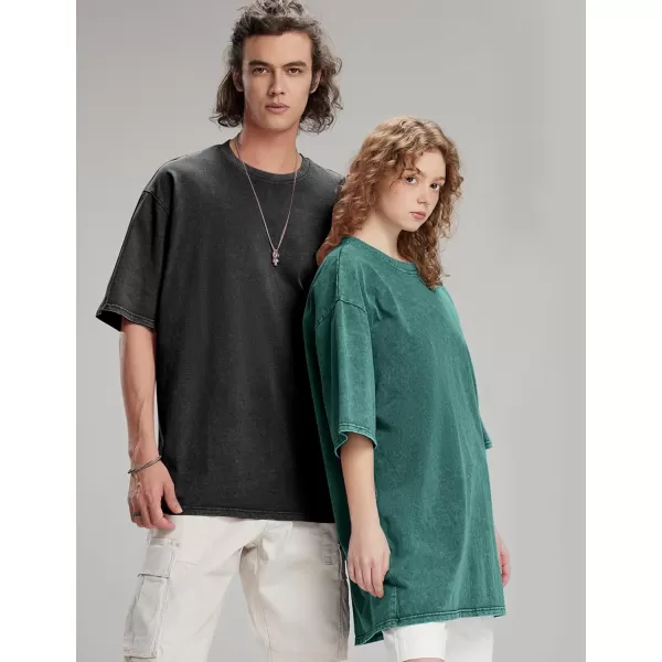 Flygo Men's Oversized Vintage T-Shirts Cotton Streetwear Short Sleeve Solid Basic Tee Shirt Acid Wash Casual Hip Hop Tops