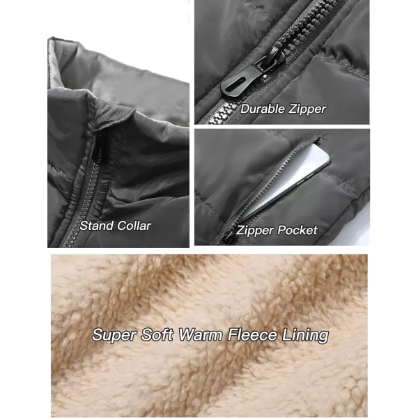 Flygo Men's Winter Warm Outdoor Padded Puffer Vest Thick Fleece Lined Sleeveless Jacket
