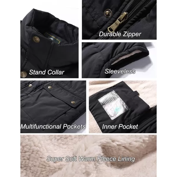 Flygo Men's Winter Warm Outdoor Padded Puffer Vest Thick Fleece Lined Sleeveless Jacket