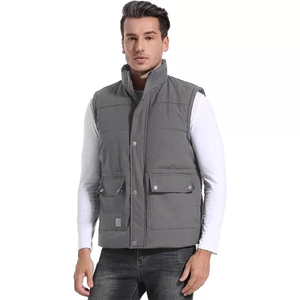 Flygo Men's Winter Warm Outdoor Padded Puffer Vest Thick Fleece Lined Sleeveless Jacket