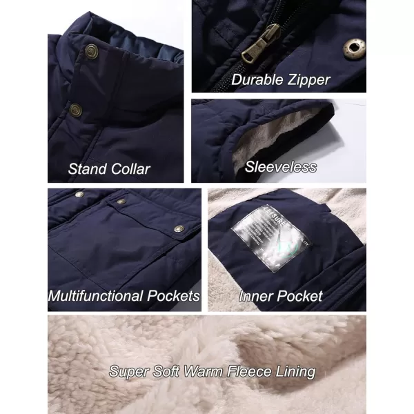 Flygo Men's Winter Warm Outdoor Padded Puffer Vest Thick Fleece Lined Sleeveless Jacket