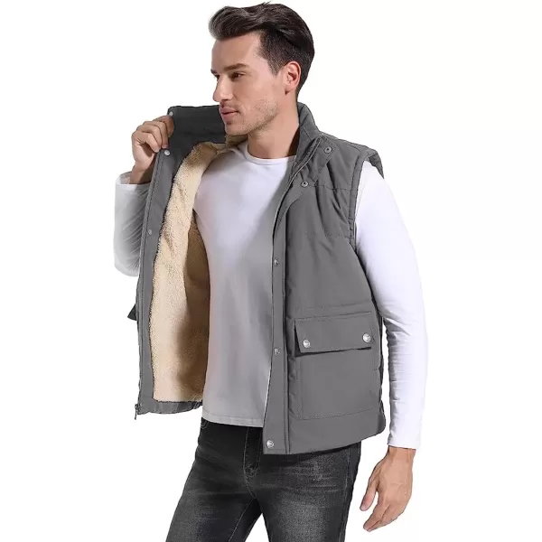 Flygo Men's Winter Warm Outdoor Padded Puffer Vest Thick Fleece Lined Sleeveless Jacket