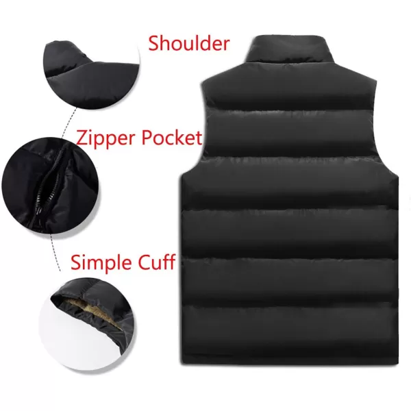 Flygo Men's Winter Warm Outdoor Padded Puffer Vest Thick Fleece Lined Sleeveless Jacket