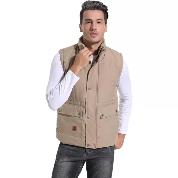 Flygo Men's Winter Warm Outdoor Padded Puffer Vest Thick Fleece Lined Sleeveless Jacket