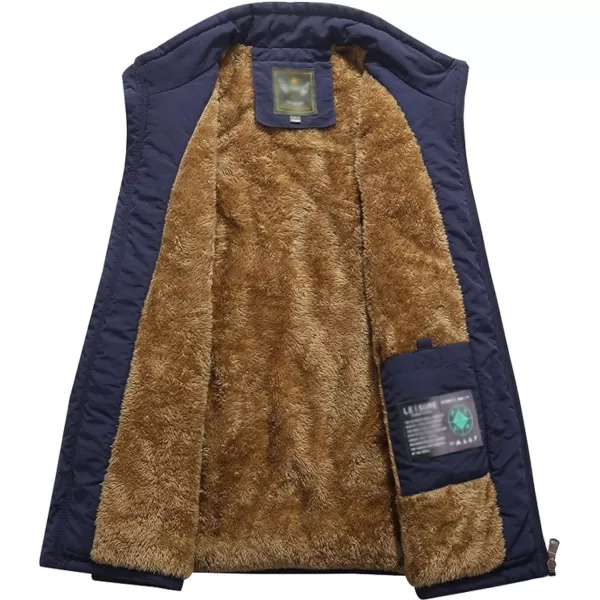 Flygo Men's Winter Warm Outdoor Padded Puffer Vest Thick Fleece Lined Sleeveless Jacket