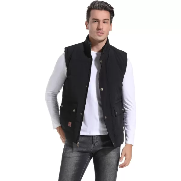 Flygo Men's Winter Warm Outdoor Padded Puffer Vest Thick Fleece Lined Sleeveless Jacket