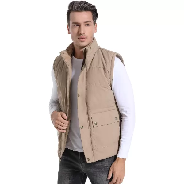 Flygo Men's Winter Warm Outdoor Padded Puffer Vest Thick Fleece Lined Sleeveless Jacket