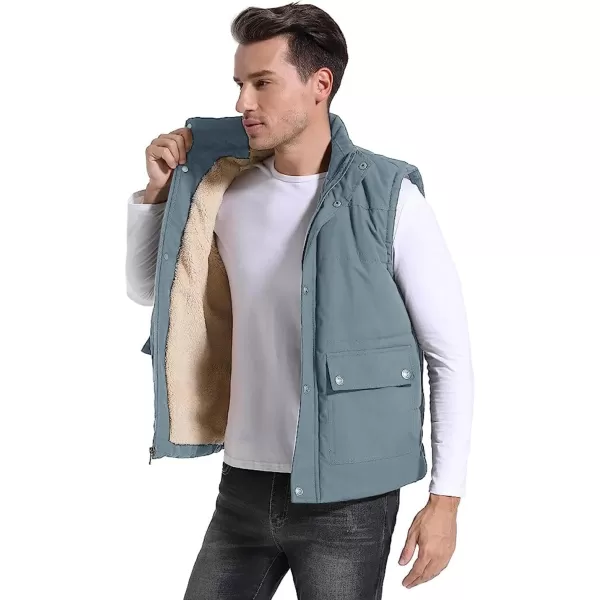 Flygo Men's Winter Warm Outdoor Padded Puffer Vest Thick Fleece Lined Sleeveless Jacket