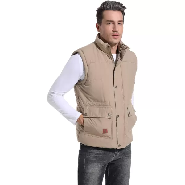 Flygo Men's Winter Warm Outdoor Padded Puffer Vest Thick Fleece Lined Sleeveless Jacket