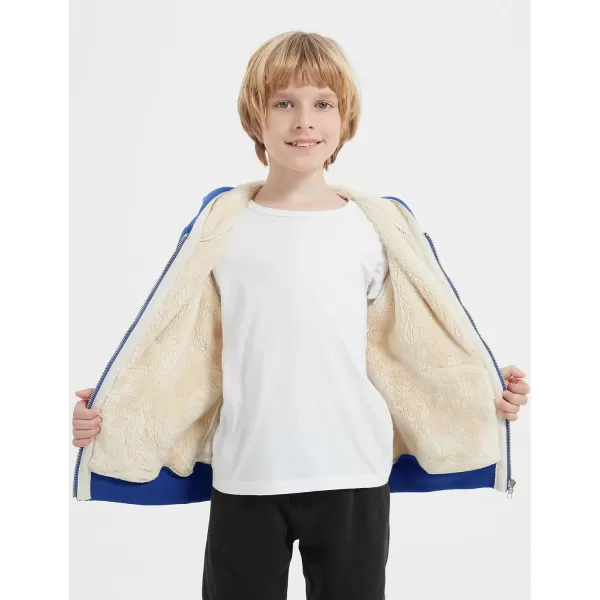 Flygo Unisex Boys Girls Fleece Jacket Hoodie Sherpa Lined Zip Up Hooded Sweatshirt Kids Winter Jackets