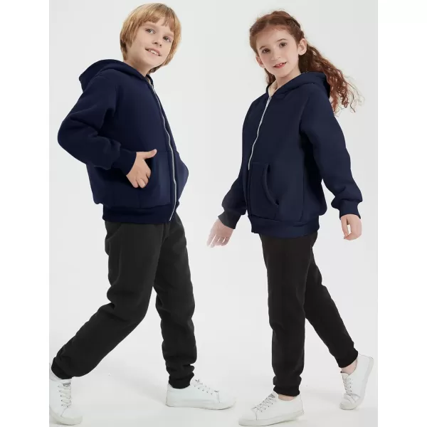 Flygo Unisex Boys Girls Fleece Jacket Hoodie Sherpa Lined Zip Up Hooded Sweatshirt Kids Winter Jackets