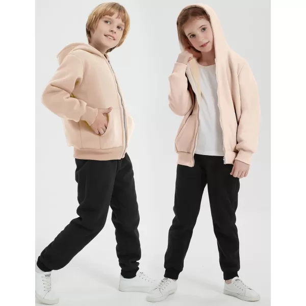 Flygo Unisex Boys Girls Fleece Jacket Hoodie Sherpa Lined Zip Up Hooded Sweatshirt Kids Winter Jackets