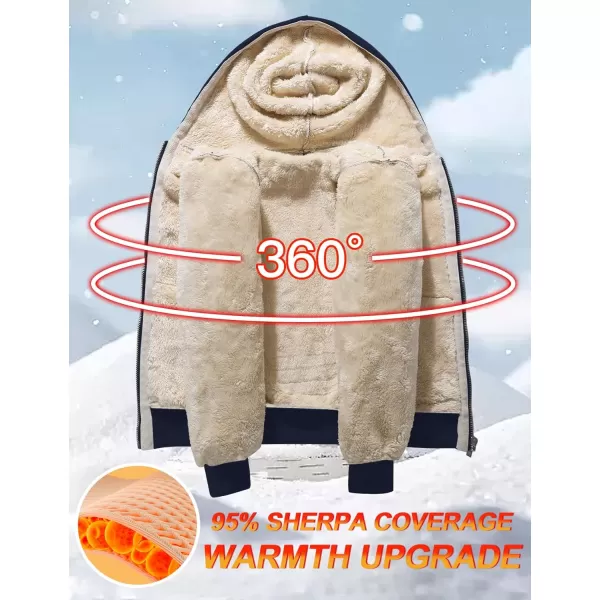 Flygo Unisex Boys Girls Fleece Jacket Hoodie Sherpa Lined Zip Up Hooded Sweatshirt Kids Winter Jackets