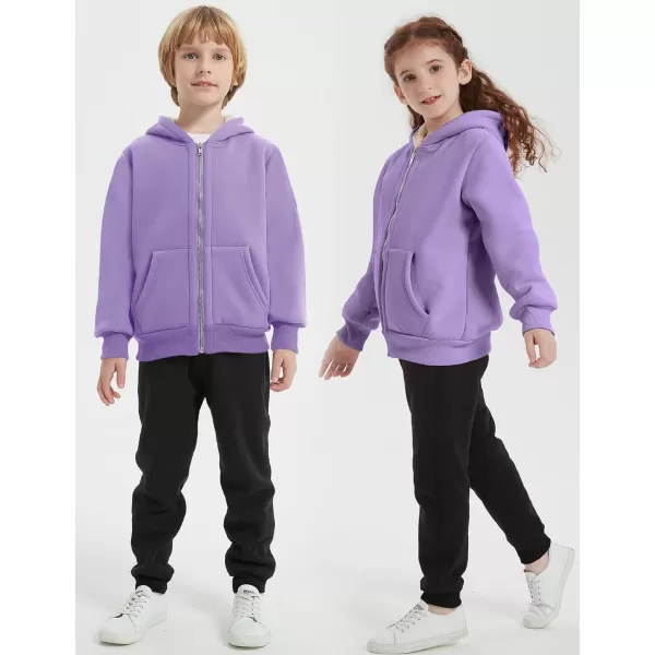 Flygo Unisex Boys Girls Fleece Jacket Hoodie Sherpa Lined Zip Up Hooded Sweatshirt Kids Winter Jackets