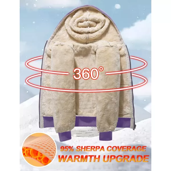 Flygo Unisex Boys Girls Fleece Jacket Hoodie Sherpa Lined Zip Up Hooded Sweatshirt Kids Winter Jackets