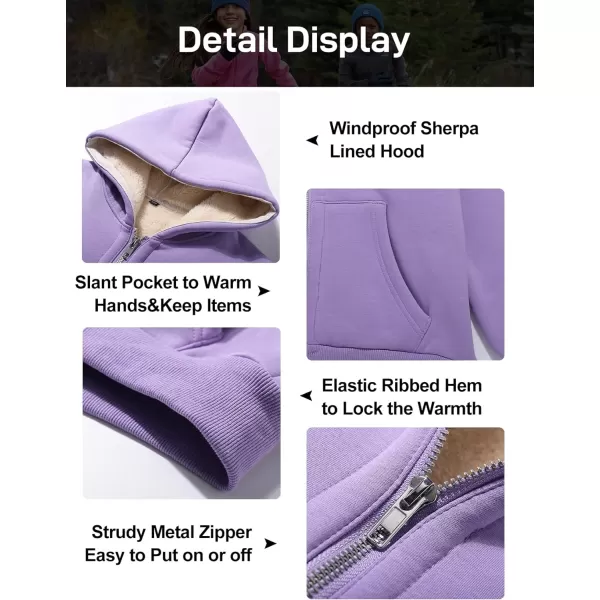Flygo Unisex Boys Girls Fleece Jacket Hoodie Sherpa Lined Zip Up Hooded Sweatshirt Kids Winter Jackets