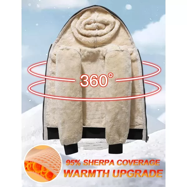 Flygo Unisex Boys Girls Fleece Jacket Hoodie Sherpa Lined Zip Up Hooded Sweatshirt Kids Winter Jackets