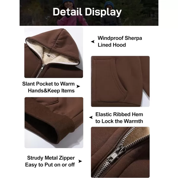Flygo Unisex Boys Girls Fleece Jacket Hoodie Sherpa Lined Zip Up Hooded Sweatshirt Kids Winter Jackets
