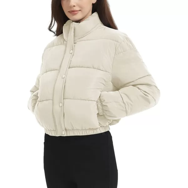 Flygo Women Cropped Puffer Jacket Cardigan Floral Printed Quilted Coats Lightweight Open Front Crop Padded Down Jackets