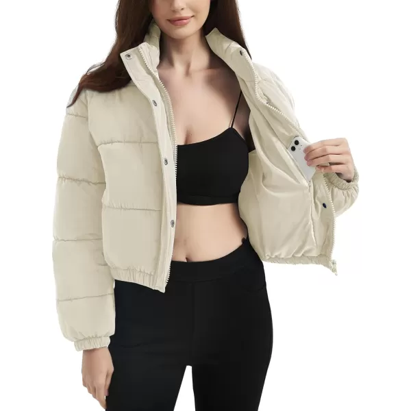 Flygo Women Cropped Puffer Jacket Cardigan Floral Printed Quilted Coats Lightweight Open Front Crop Padded Down Jackets