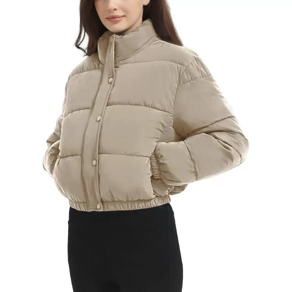 Flygo Women Cropped Puffer Jacket Cardigan Floral Printed Quilted Coats Lightweight Open Front Crop Padded Down Jackets