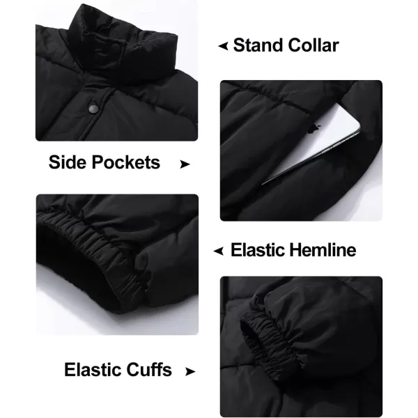 Flygo Women Cropped Puffer Jacket Cardigan Floral Printed Quilted Coats Lightweight Open Front Crop Padded Down Jackets