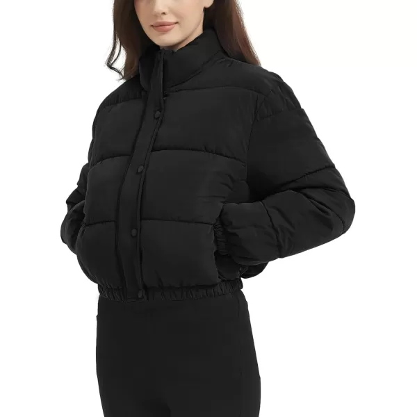 Flygo Women Cropped Puffer Jacket Cardigan Floral Printed Quilted Coats Lightweight Open Front Crop Padded Down Jackets