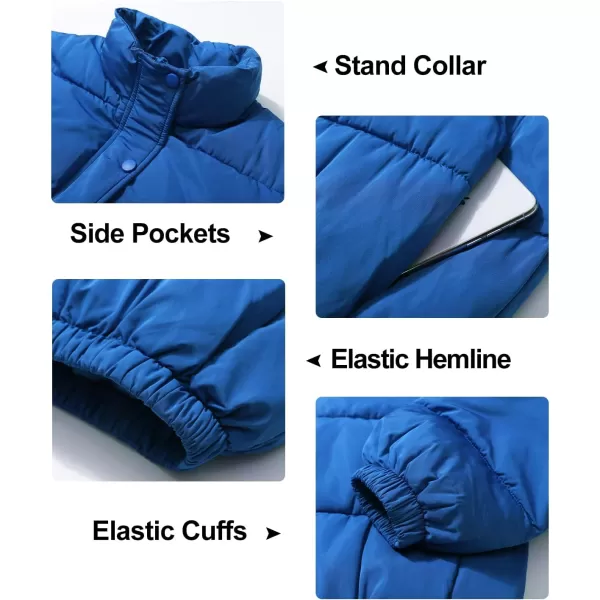 Flygo Women Cropped Puffer Jacket Cardigan Floral Printed Quilted Coats Lightweight Open Front Crop Padded Down Jackets