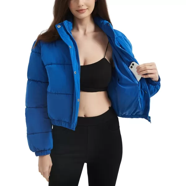 Flygo Women Cropped Puffer Jacket Cardigan Floral Printed Quilted Coats Lightweight Open Front Crop Padded Down Jackets