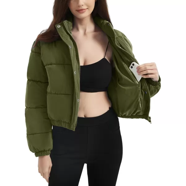 Flygo Women Cropped Puffer Jacket Cardigan Floral Printed Quilted Coats Lightweight Open Front Crop Padded Down Jackets