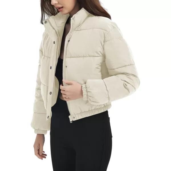 Flygo Women Cropped Puffer Jacket Cardigan Floral Printed Quilted Coats Lightweight Open Front Crop Padded Down Jackets