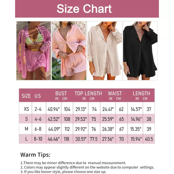 Flygo Women Summer Casual 2 Piece Outfits Button Down Shirt Blouse High Waist Shorts Tracksuit Set