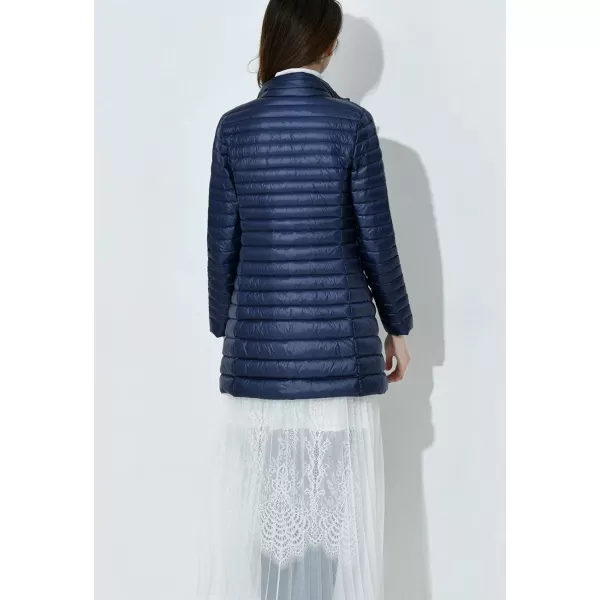 Flygo Women's Lightweight Stand Collar Mid Long Down Coat Puffer Jacket
